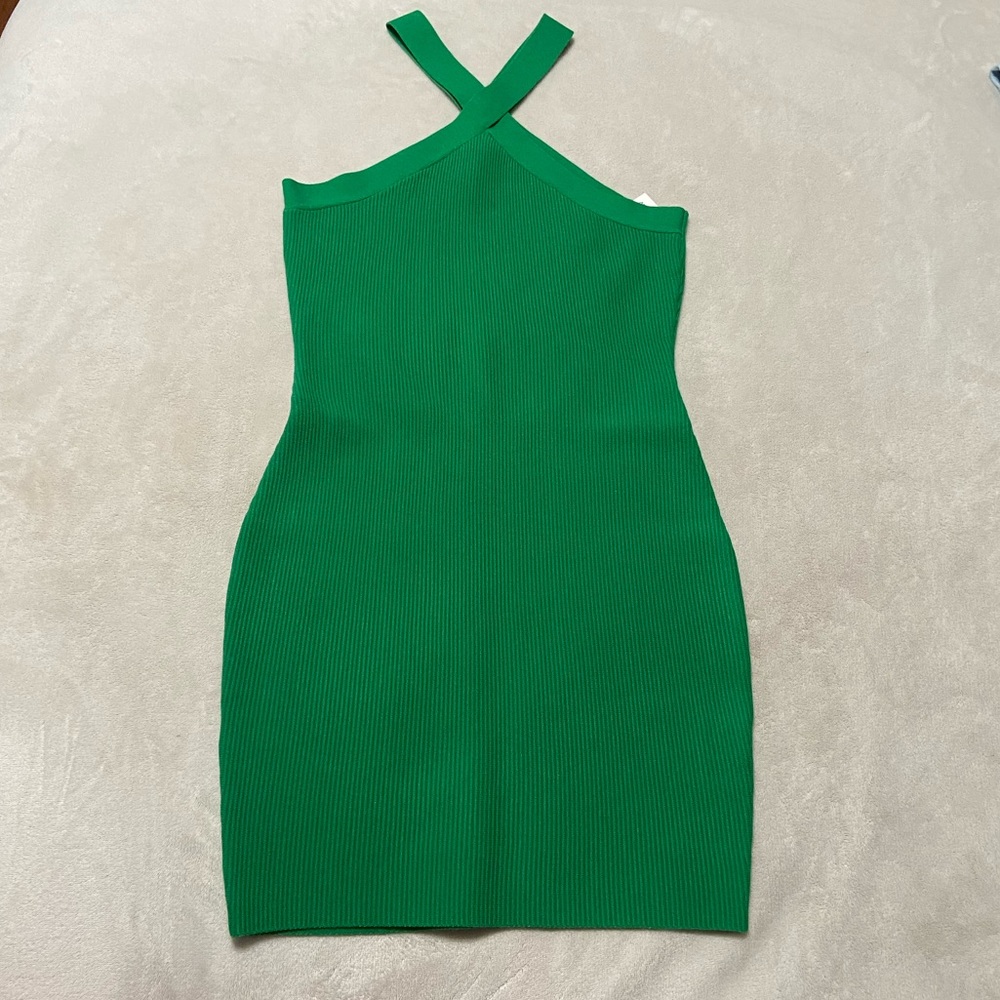 Green Ribbed Bodycon Dress
